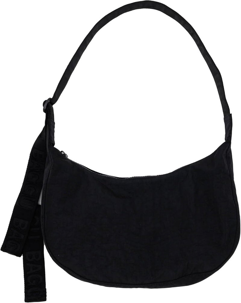 BAGGU Medium Nylon Crescent Bag - Black - Image 1